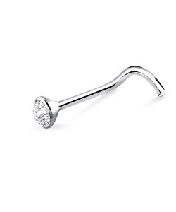 3mm Bezel Stone Set Silver Curved Nose Stud NSKB-13